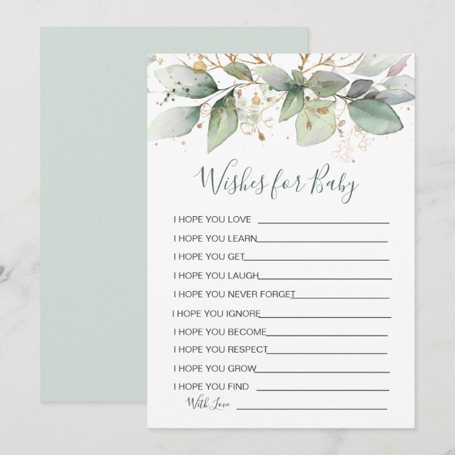 Convites Folhagem verde Deseja o jogo do Chá de fraldas (Frente/Verso)