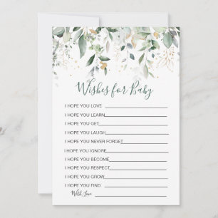 Convites Folhagem verde Desejos de Chá de fraldas Jogo Invi