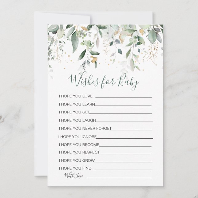 Convites Folhagem verde Desejos para Invit de Jogo de Chás  (Frente)