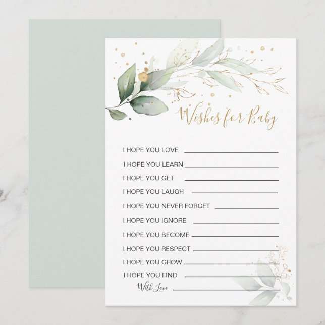 Convites Folhagem verde Desejos para Invit de Jogo de Chás  (Frente/Verso)