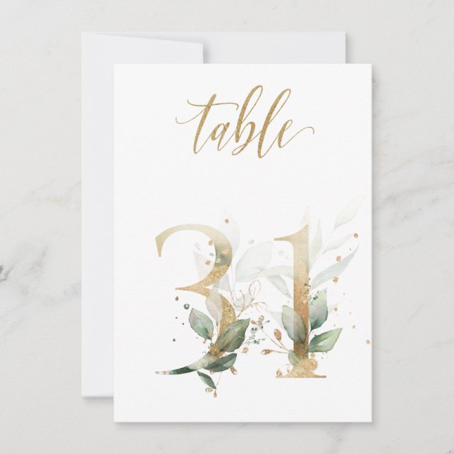 Convites Folhagem Verde e Dourada com Aquarela, Quadro 31 (Frente)