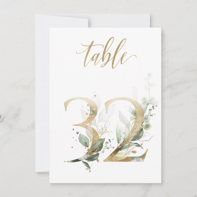 Convites Folhagem Verde e Dourada com Aquarela, Quadro 32 (Frente)