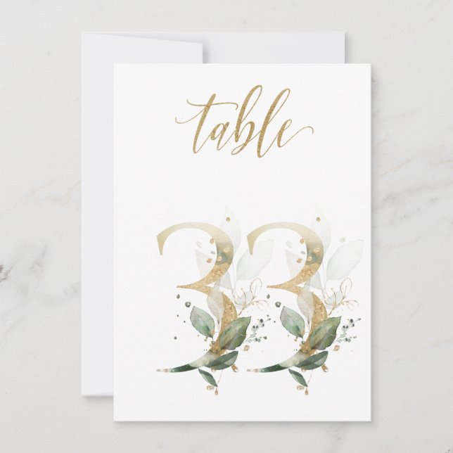 Convites Folhagem Verde e Dourada com Aquarela, Quadro 33 (Frente)