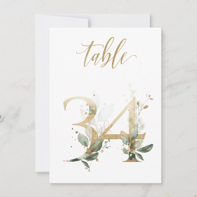 Convites Folhagem Verde e Dourada com Aquarela, Quadro 34 (Frente)