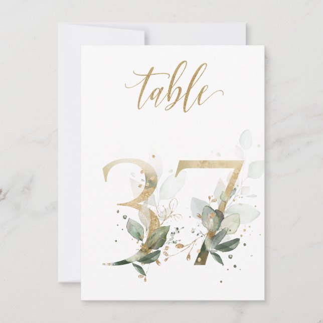 Convites Folhagem Verde e Dourada com Aquarela, Quadro 37 (Frente)