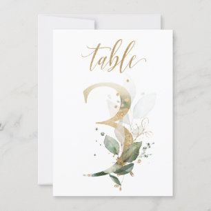 Convites Folhagem Verde e Dourada de Aquarela, Quadro Núme