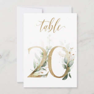 Convites Folhagem Verde e Dourada de Aquarela, Quadro Númer