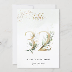 Convites Folhagem Verde e Dourada, Tamanho 5" x 7 Tabela Nú