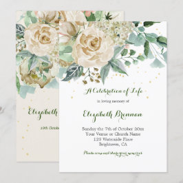 Convites Folhagem Verde Floral Elegante Funeral Rosa