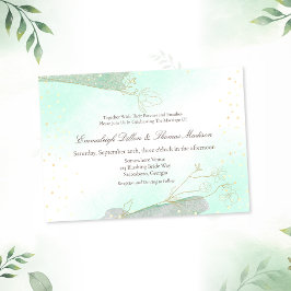 Convites Folhagem Verde Menta Radiante Casamento Brilhante