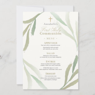 Convites Folhagem Verde Natural Primeiro Menu Sagrado da Co
