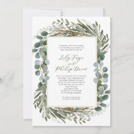 Convites Folhagem Verde Sálvia Quadro Casamento