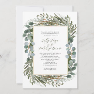 Convites Folhagem Verde Sálvia Quadro Casamento