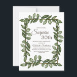 Convites Folhas aniversário de 30 anos de Surpresa<br><div class="desc">Folhas de aquarela verde no convite de festas Surprise aniversário de 30 anos. Entre em contato conosco para obter ajuda sobre a personalização e os produtos correspondentes.</div>