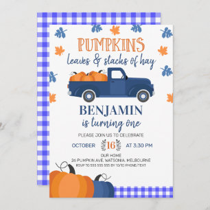 Convites Folhas Azuis De Bombaim De Pumpkin E Aniversário D