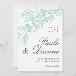 Convites Folhas Botânicas Desenhadas à Mão Salve a Data