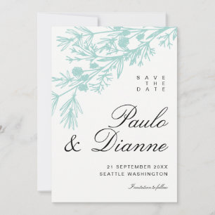 Convites Folhas Botânicas Desenhadas à Mão Salve a Data