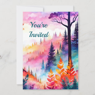 Convites Folhas Coloridas N Árvores da floresta em Montanha
