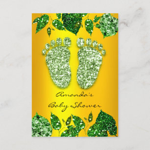 Convites Folhas com Brilho Dourado Mint com Chá de fraldas