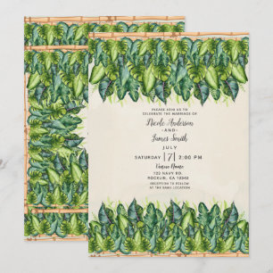 Convites Folhas da Selva Tropical e Bambu Casamento Botânic