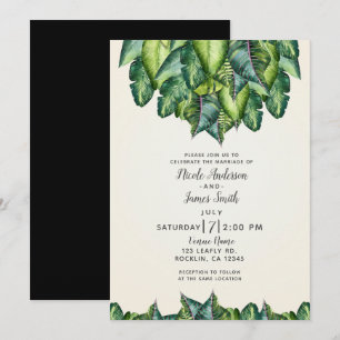 Convites Folhas da Selva Tropical Verde Casamento Botânico