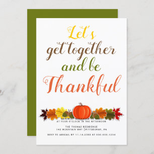 Convites Folhas de abóbora de tipografia manuscrita