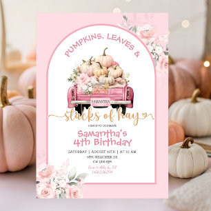 Convites Folhas de abóbora rosa e pilhas de Hay Birthday