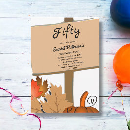 Convites Folhas de Abóbora Russas Elegantes caem 50º aniver