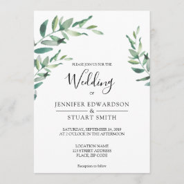 Convites Folhas de aquarela botânica Elegante Casamento
