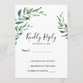 Convites Folhas de aquarela botânica Elegante RSVP de Casam