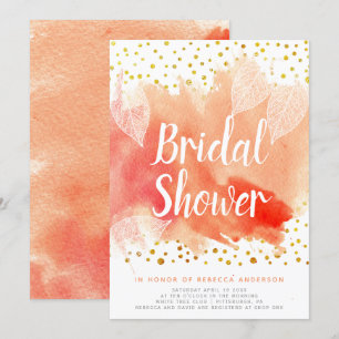 Convites Folhas de aquarela, chá de panela de casamento co