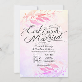 Convites Folhas de Aquarela COMA Beba & Casar-se Casamento 