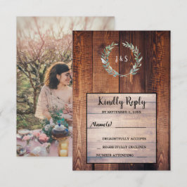 Convites Folhas de aquarela em madeira de celeiro Casamento