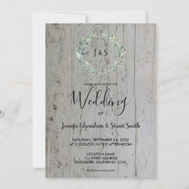 Convites Folhas de aquarela russa no monograma de madeira C