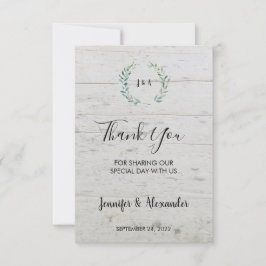 Convites Folhas de aquarela rústica madeira Obrigado casame