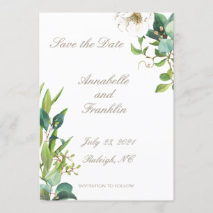 Convites Folhas de Aquarela Salve o Dia do Casamento