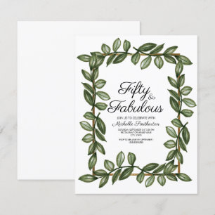 Convites Folhas de Aquarela Verde Dourado Branco Aniversári