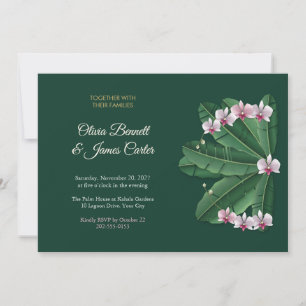 Convites Folhas de Banana e Orquídeas Esmeralda Casamento