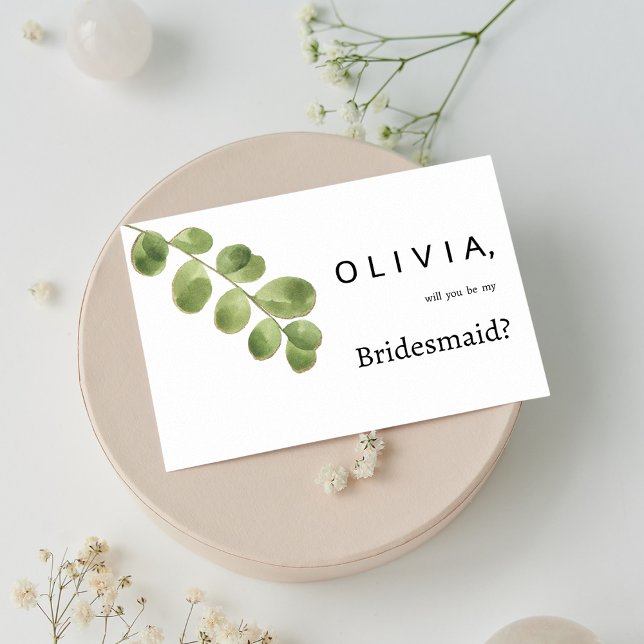 Convites Folhas de Bridesmaid de ouro verde simples (Simple green gold eucalyptus leaves Bridesmaid )