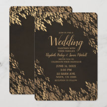 Folhas de Bronze Dourado Marrom Chic Casamento Rús