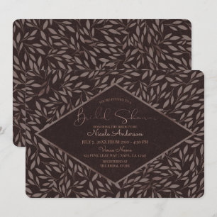 Convites Folhas de Cor de Rosa Chocolate Botânico Chá de Be