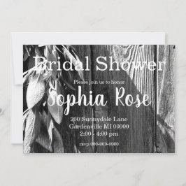 Convites Folhas de ervas botânicas Boho em script de madeir
