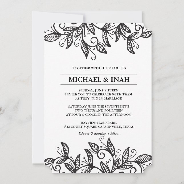 Convites folhas de espiral de rabisco (Frente)