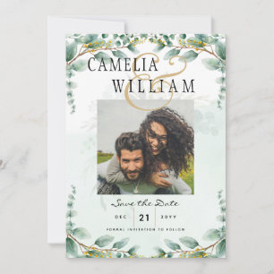 Convites Folhas de Eucalipto CASAMENTO DE OURO CÓDIGO QR OR