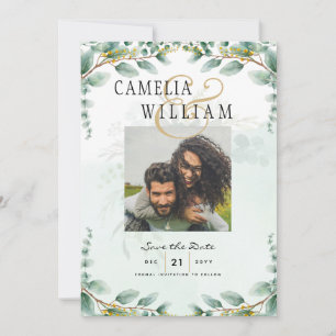 Convites Folhas de Eucalipto CASAMENTO DE OURO QR CODE ORÇA