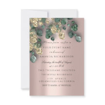 Folhas de Eucalipto com Glitter Rosa Dourado