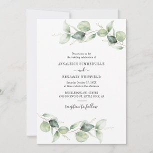 Convites Folhas de Eucalipto Elegantes Vegetação Casamento