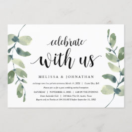 Convites Folhas de Eucalipto, Tinta Preta, Casamento Intimo