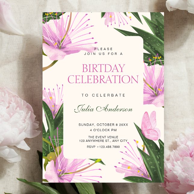 Convites Folhas de flores aniversário (Criador carregado)