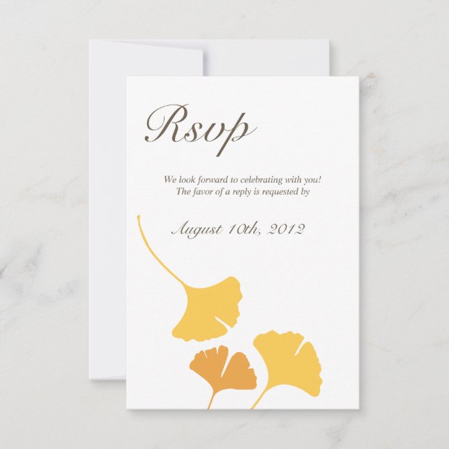 Convites Folhas de ginkgo caindo resposta de casamento cinz (Frente)